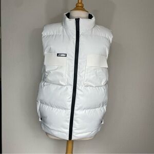 Arts Men White Front Zip Puffer Vest Size Medium Outdoor Cabincore Winter Casual